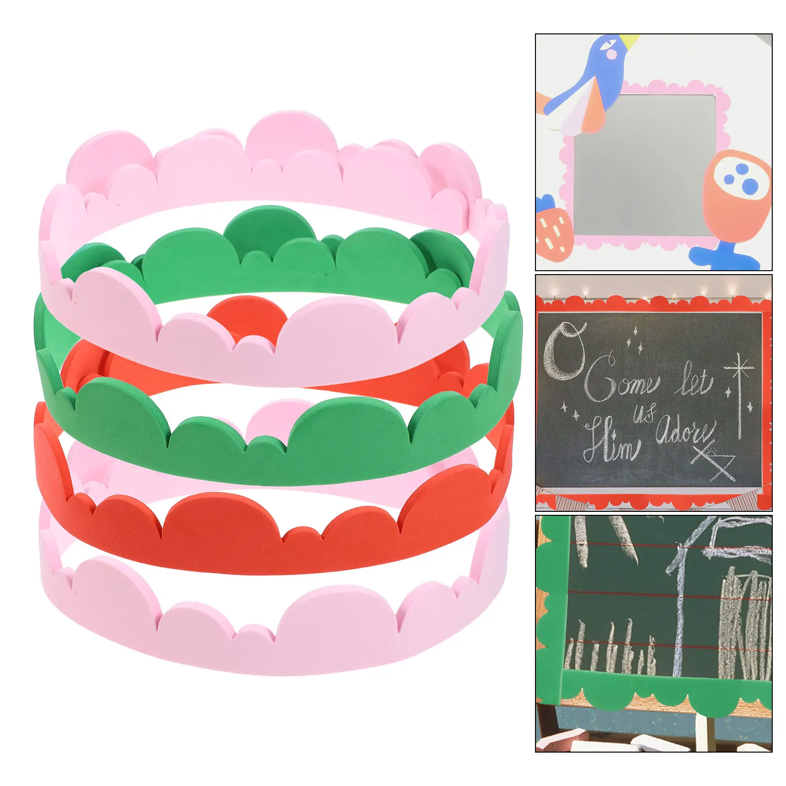 4 قطع من الزهور المزخرفة بالرغوة، حدود لوحة الإعلانات، ديكورات المدرسة، تزيين السبورة #4