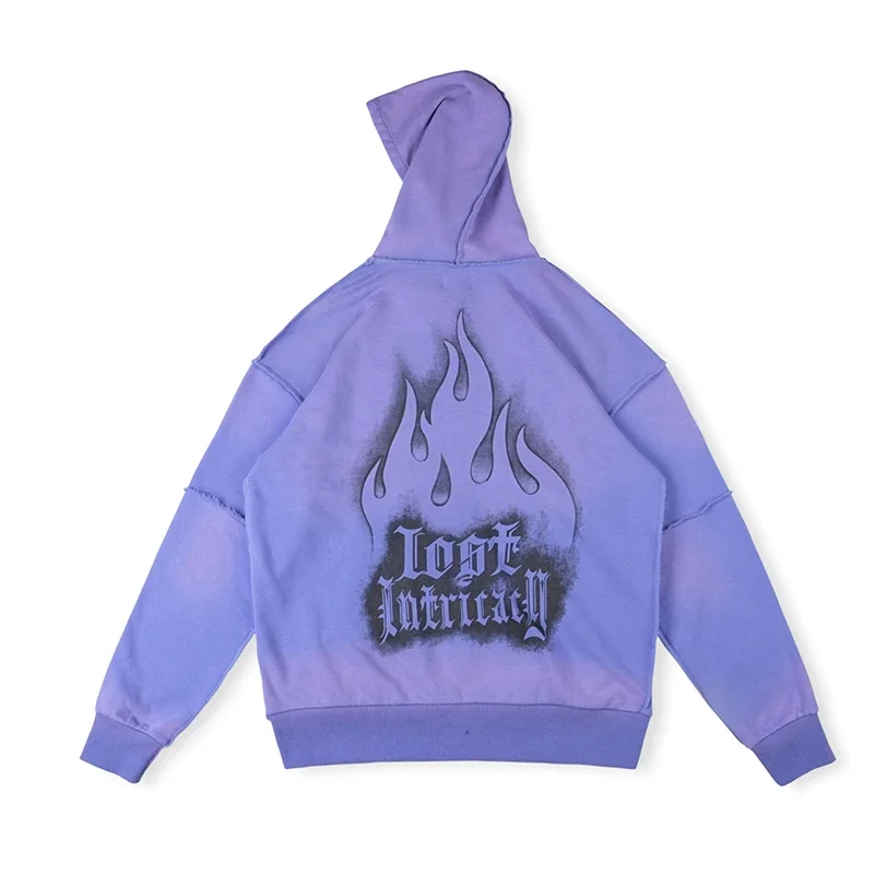 سترة بغطاء للرأس بسحاب من الصوف المفقود بحجر الراين من Streetwear للرجال والنساء بغطاء للرأس كاجوال فضفاض كبير الحجم من القطن #4