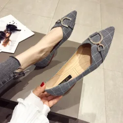 Taglia 31-46 scarpe da donna Plaid grigio nero Lady Flats punta a punta primavera autunno nuove scarpe tutte abbinate stile elegante Slip on Plus Size