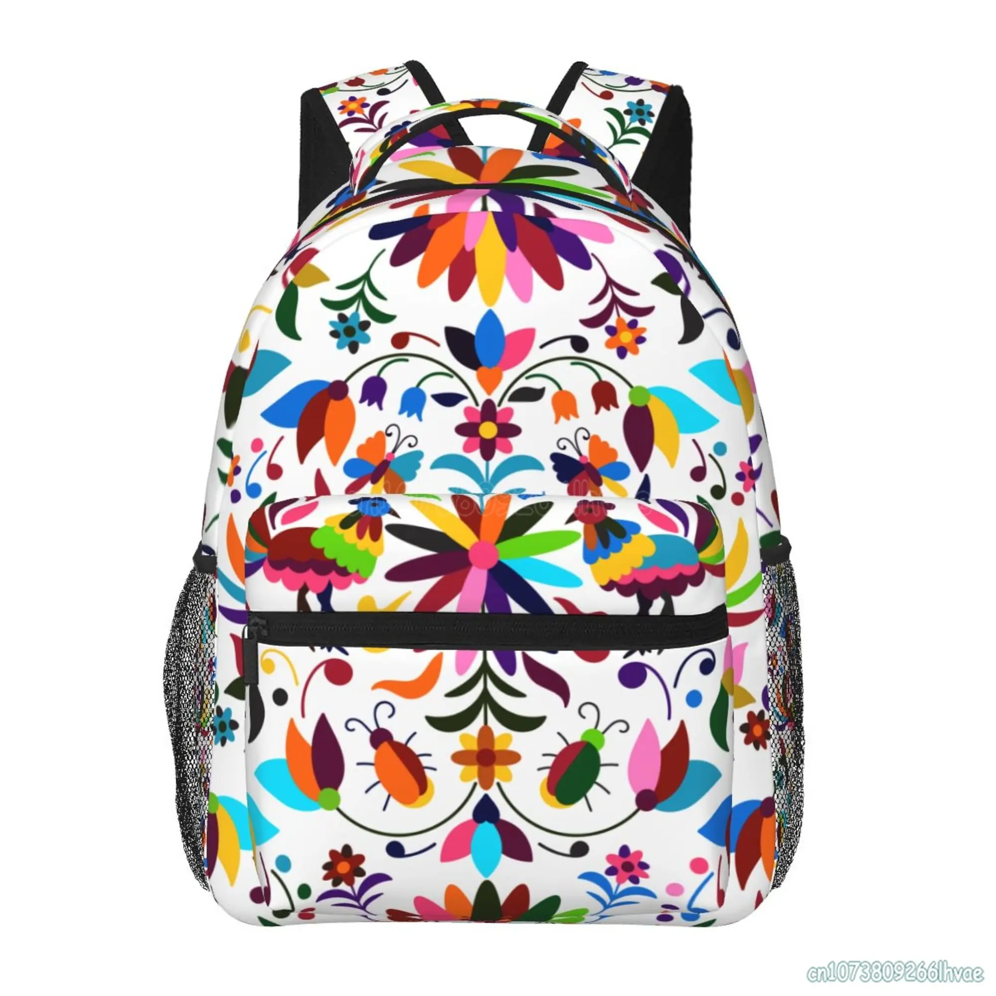 Sac à dos à motif ethnique pour femme, sac à dos personnalisé, léger et décontracté, sac à dos pour ordinateur portable, sac de jour pour la randonnée, la salle de sport et les voyages, fleurs mexicaines