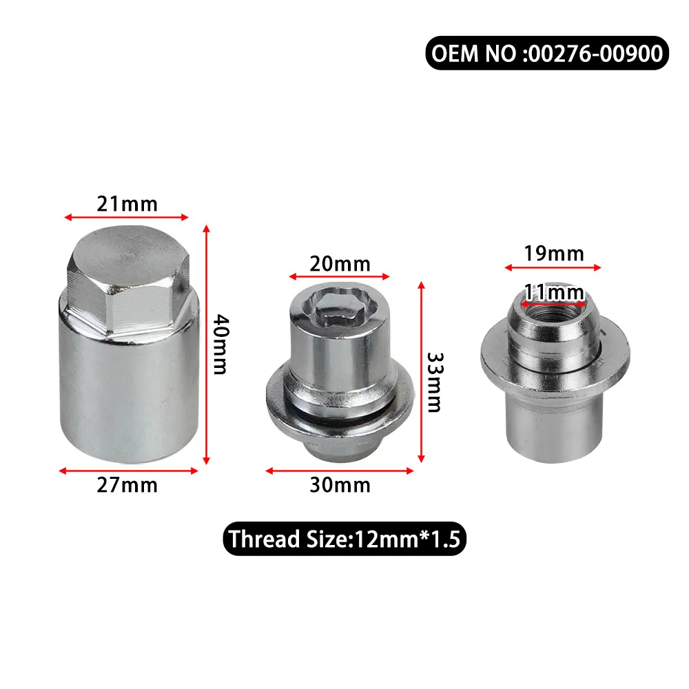 00276-00900 00276-00901 33MM/44MM 4Nuts+1Key Anti-theft Height Wheel Lock Lug Nuts Set M12x1.5 For Toyota Lexus PT27648100