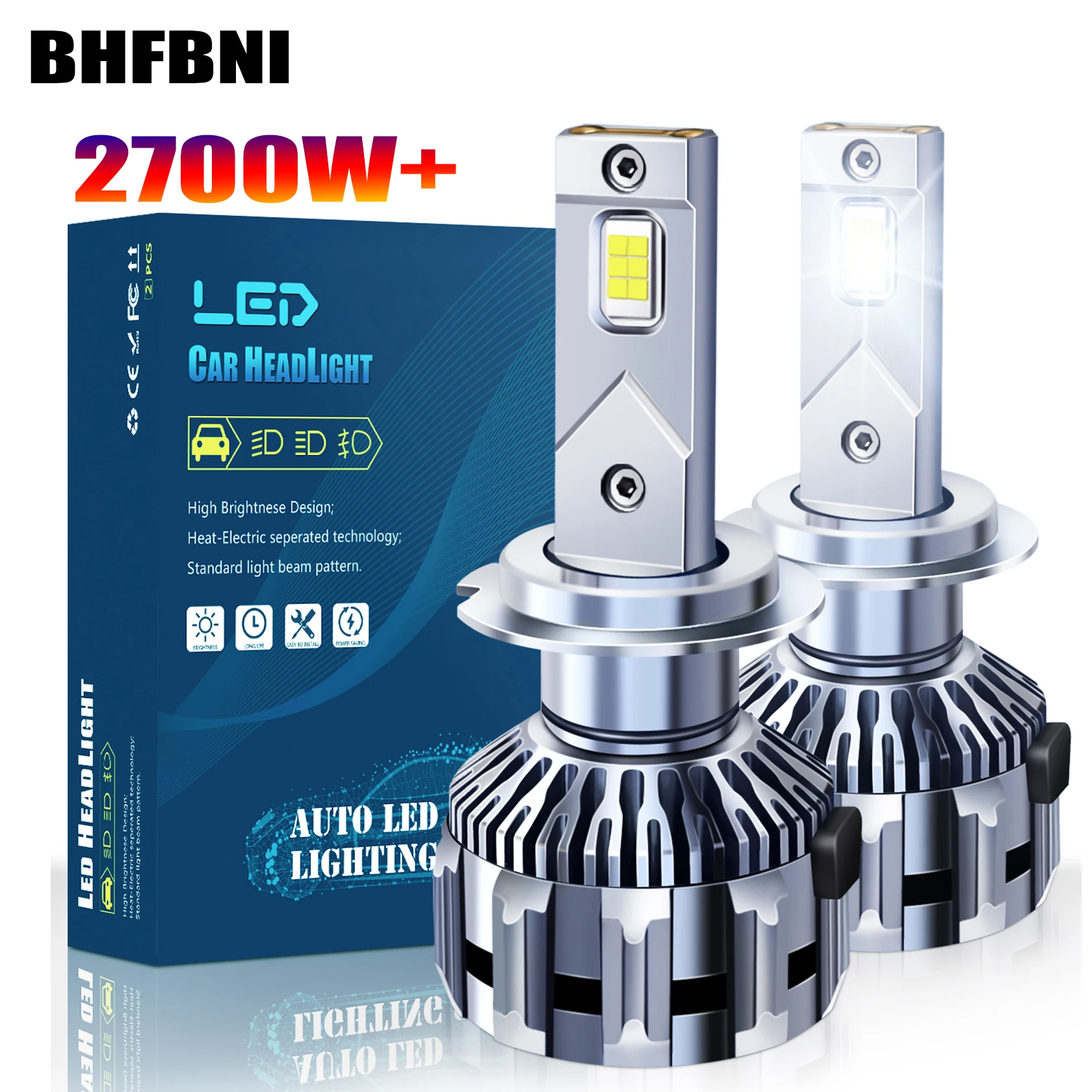 

BHFBNI K8c H7 2700W 6000K LED Car Bulb 2000000LM HB3 9005 9006 H1 H8 H4 H11 H9 Canbus Compatible Headlight Fog Light CSP 3570