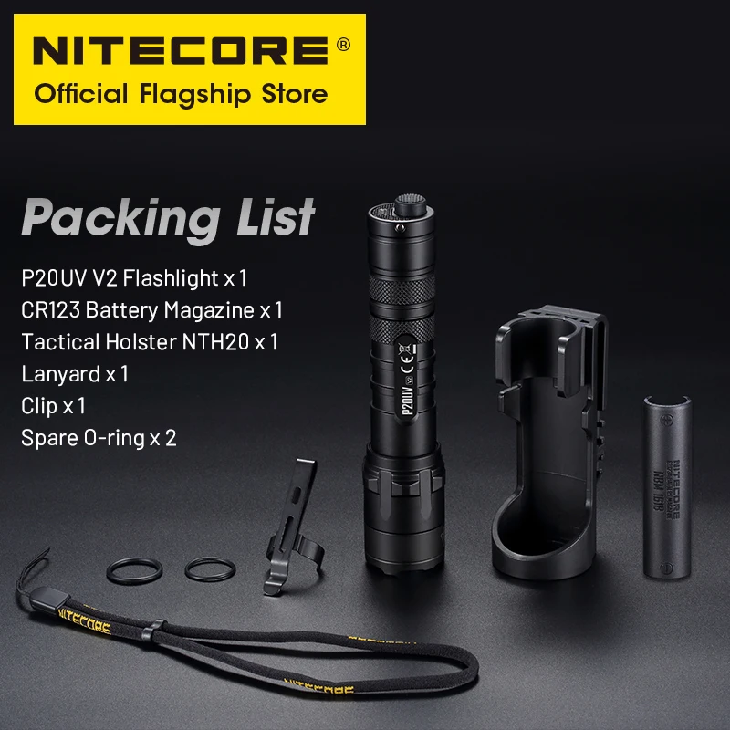 NITECORE P20UV V2 Tactical Flashlight 1000 Lumens18650 Led Ultraviolet Flashlight Outdoor Camping Torch Light Lantern Spotlight