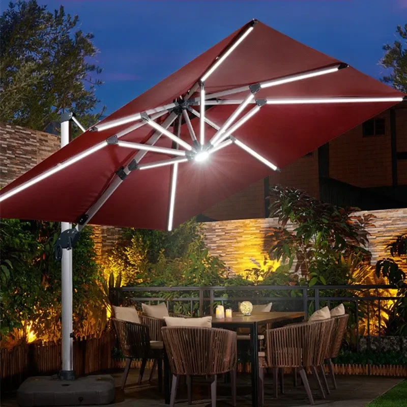 for Outdoor Deluxe Roman Parasol Solar LED Light Umbrella for Courtyard Villa Balcony Garden Beach Patio Shade
