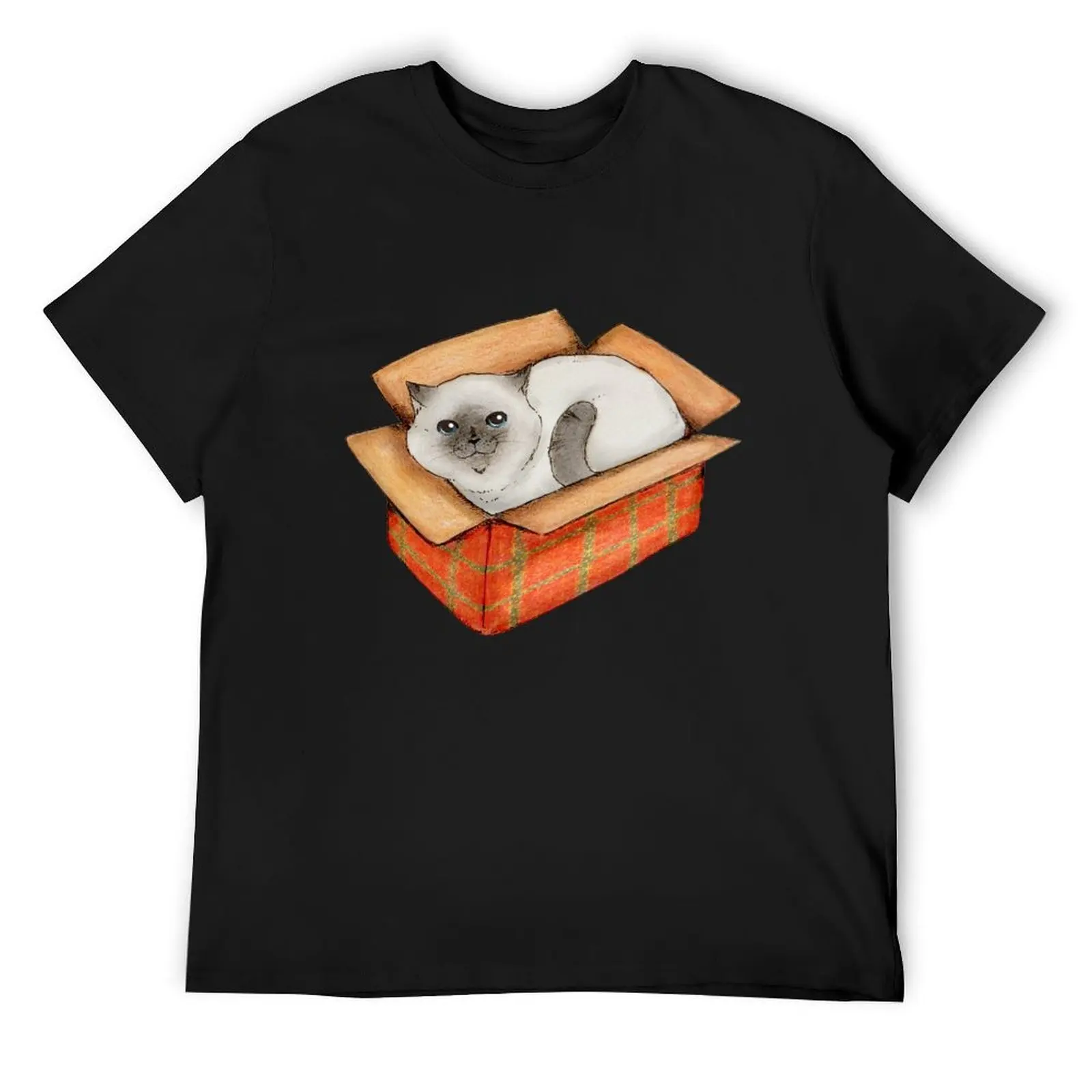 

Cat in a Christmas gift box T-Shirt Funny t-shirt graphic t shirts custom t shirt Short sleeve tee tshirts for men