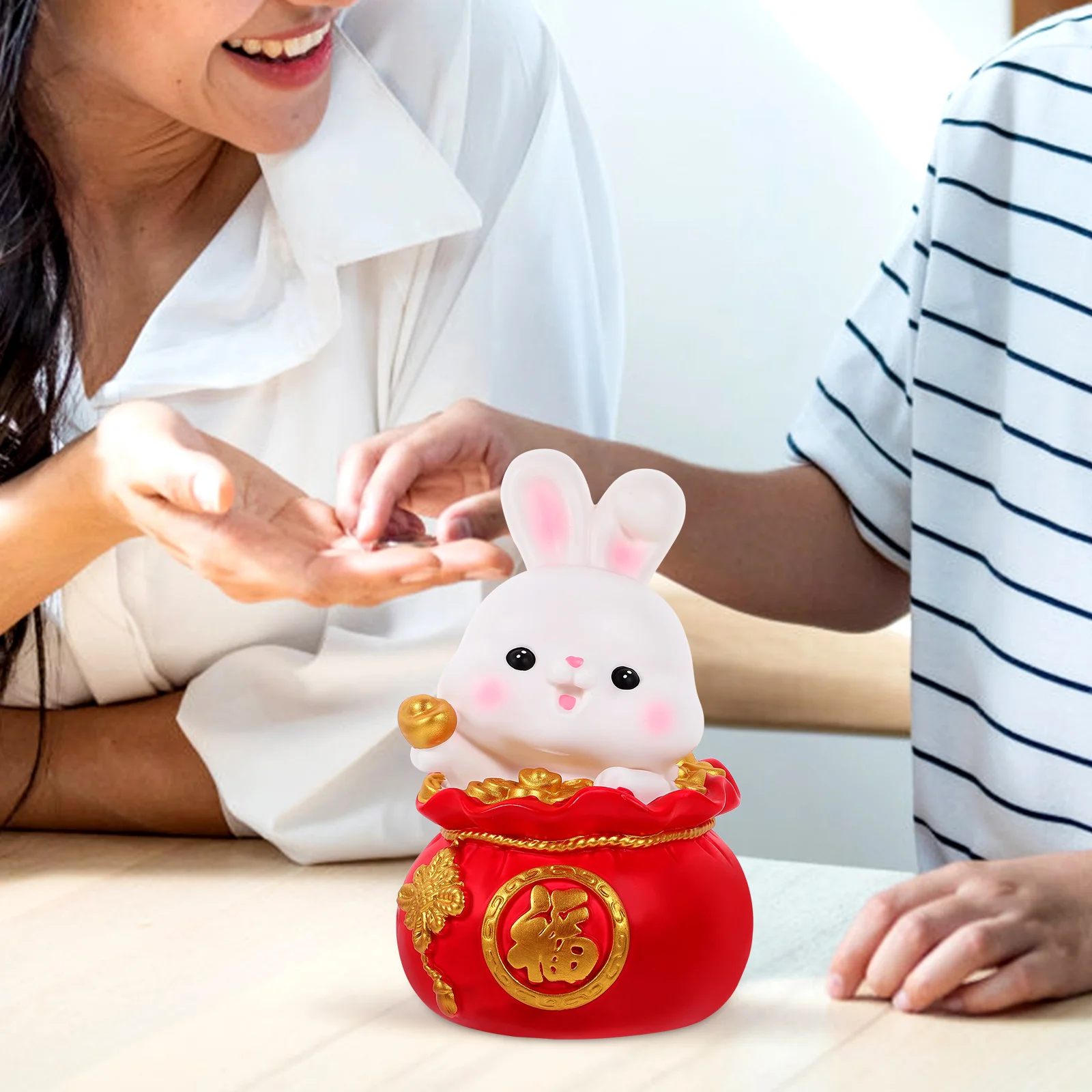 クリエイティブバニーコインバンクウサギ貯金箱大容量ビニールマネージャーキッズ貯金箱漫画デスクトップ装飾