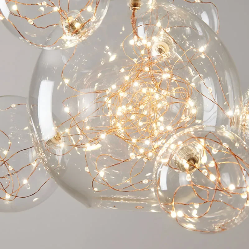 Imagem -06 - Sandyha-modern Glass Chandelier For Living Room Decor Babysbreath Luzes Pingente Quarto Lâmpadas Led Mesa de Jantar Luminária