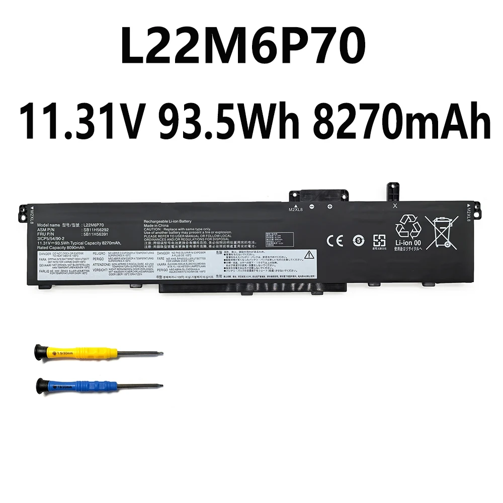 

L22M6P70 11.31V 93.5Wh 8270mAh Laptop Battery For Lenovo Tinkpad P16 Gen1 2022 00CD 2022 Series L22B6P70 L22C6P70 free tools ﻿