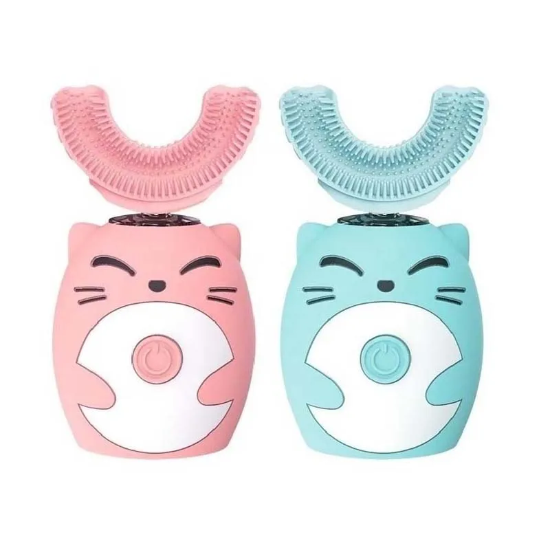 New Arrival Kids U-Shaped Ultrasonic Electric Toothbrush Food Grade Silicone Children Teeth Cleaning Brush