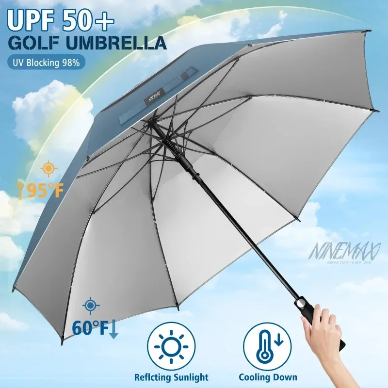 

Golf Umbrella Large 62 Inch UV Protection Golf Umbrella Auto Open Vented Double Canopy Extra Large Windproof Stick Umbrellas