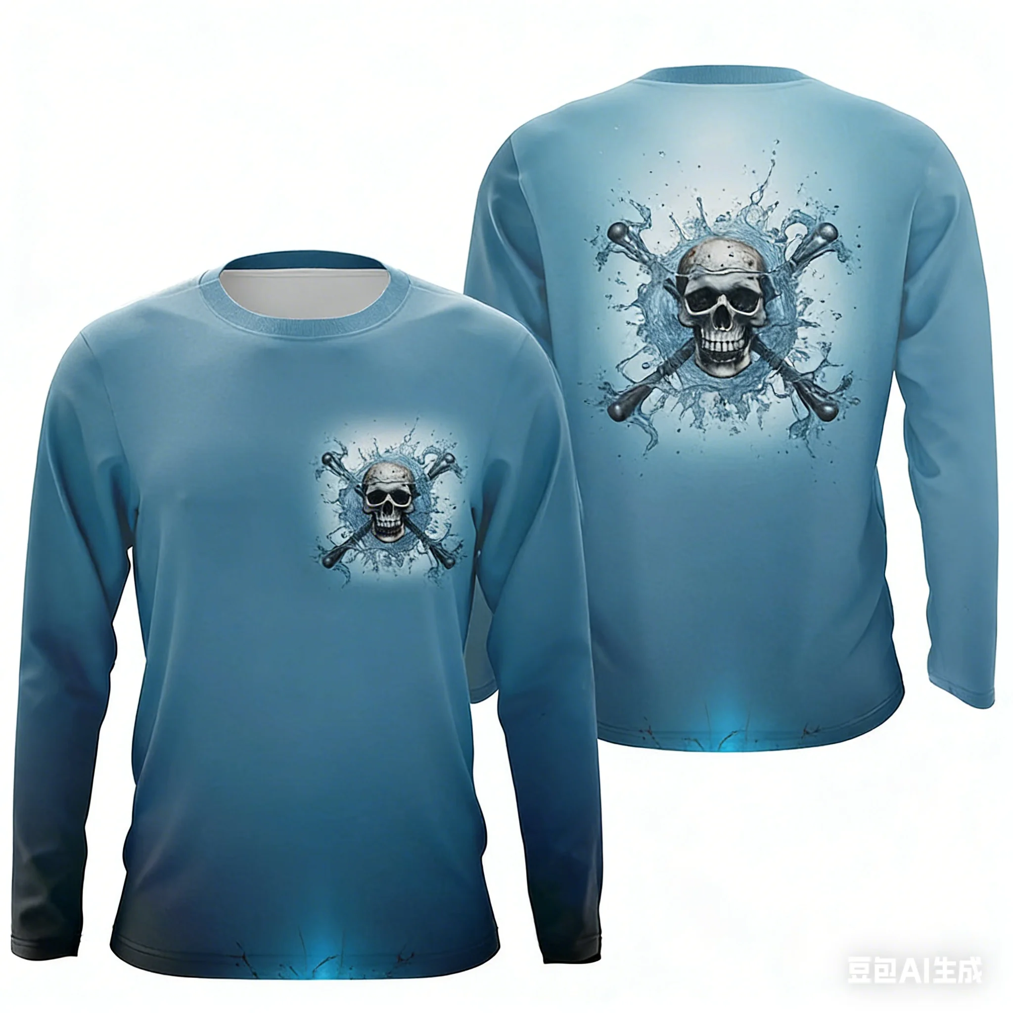 design-criativo-peixe-reaper-cruz-cranio-camisa-de-pesca-romance-elemento-de-terror-respiravel-de-secagem-rapida-manga-longa-presente-de-pesca-ao-ar-livre