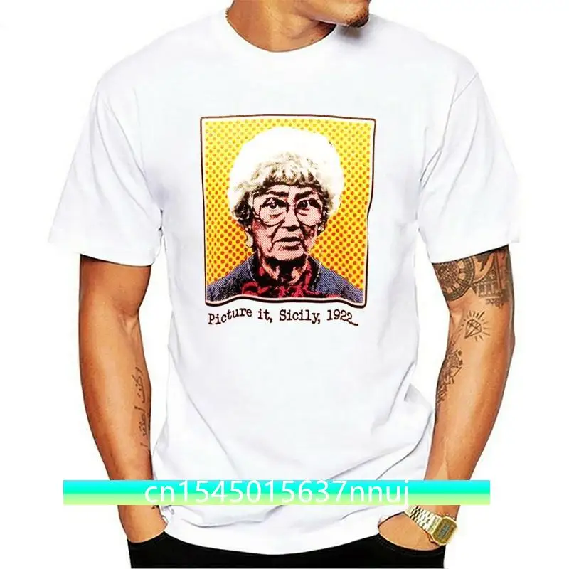 Golden Girls Sophia Petrillo Pop Art T-Shirt (Estelle Getty/Picture it, Sicily) Print T Shirt Mens Short Sleeve Hot Tops Tshirt