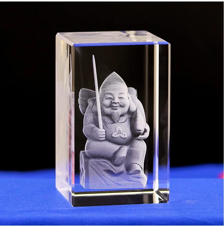 Efficacious HOME family Talisman-Japan Money Drawing Martial god of wealth Ebisu GOD Japan Buddha Figurine 3D Crystal statue view 3