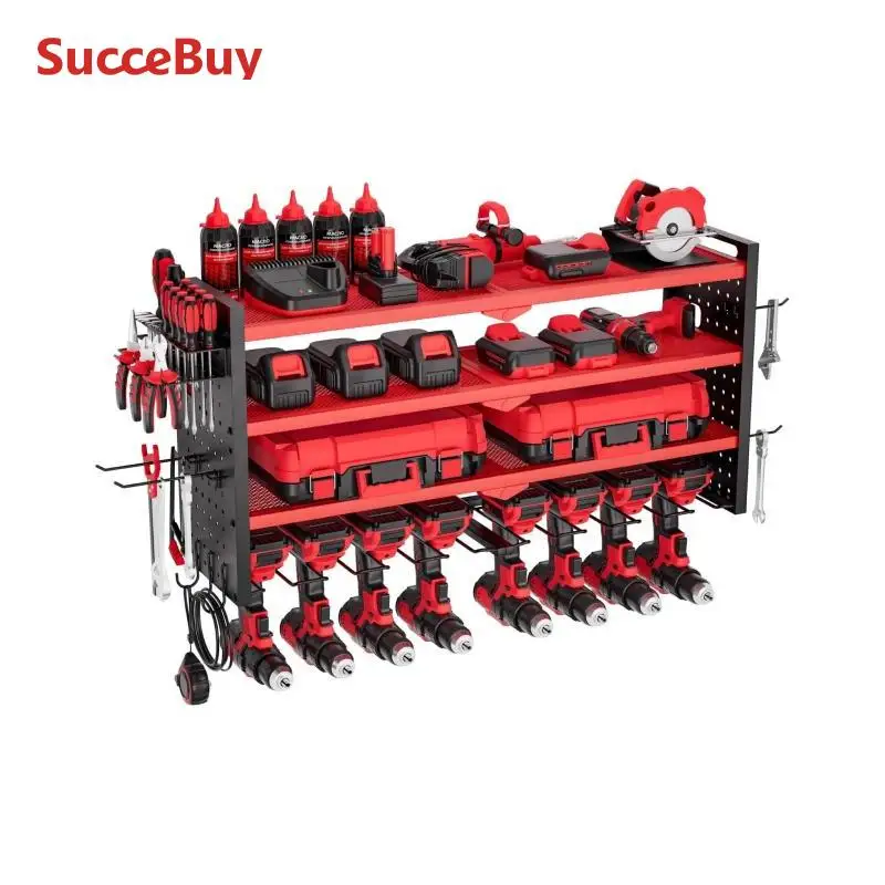 

Настенный органайзер SucceBuy с 4 ярусами для электроинструментов, держатель для дрелей и инструментов для гаража и мастерской