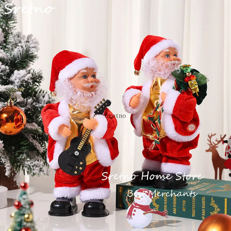 

SRETNO Christmas Santa Claus Hip Dancing Play Guitar Doll Ornament Party Christmas Decorations 2025 Gift for Kids (No Batteries)