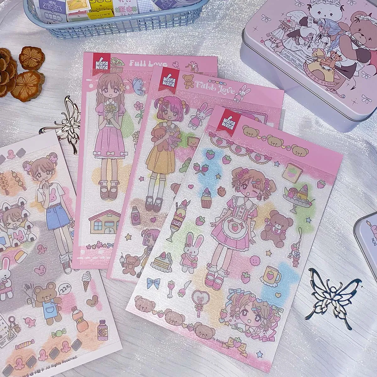 Kawaii Comic Graffiti Style Stickers for Scrapbooking Stationery Journal Planner PET Decorative Stickers DIY Phone