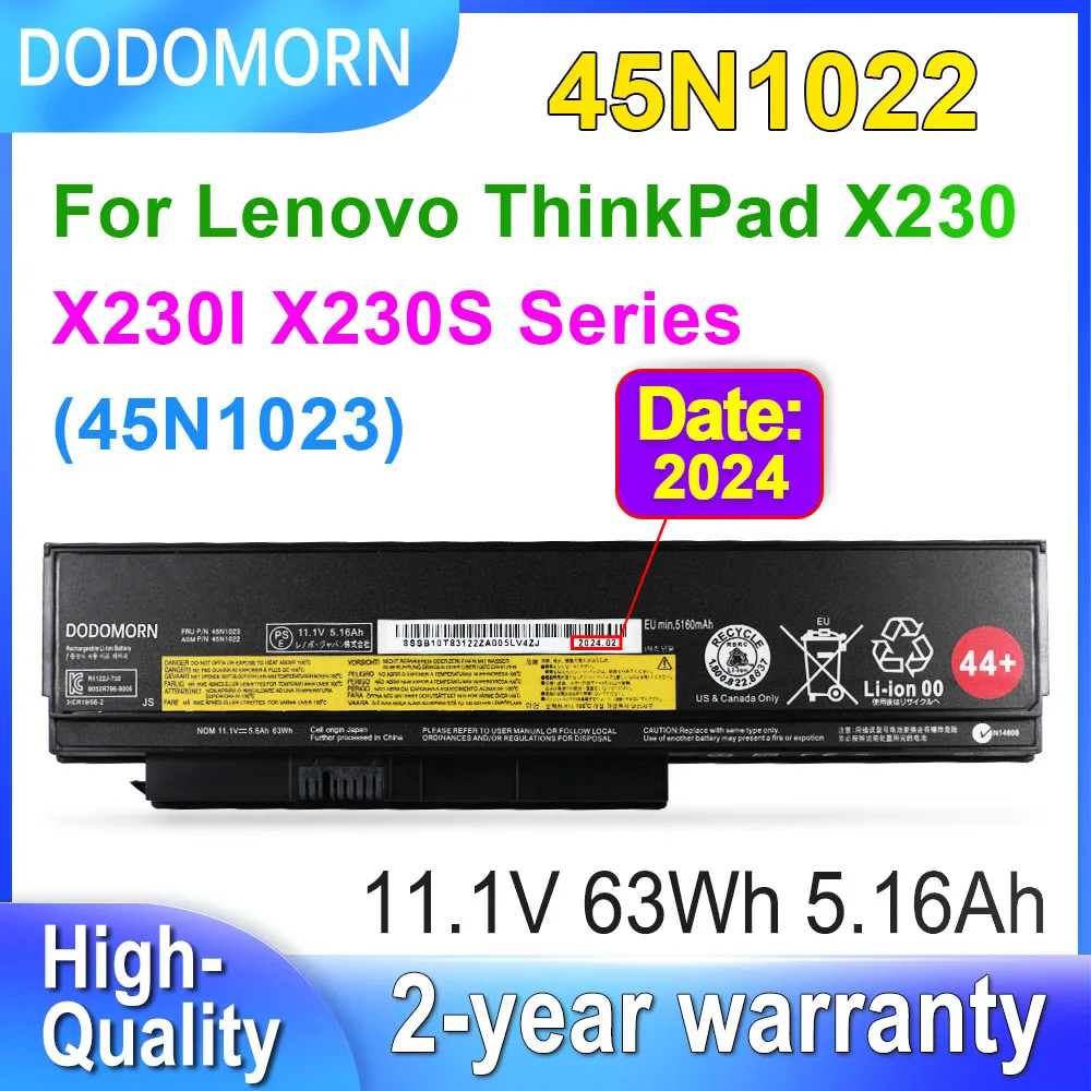 DODOMORN 45N1022 45N1023 Battery For Lenovo ThinkPad X230 X230I X230S Series Laptop 45N1020 45N1021 45N1024 45N1025 5160mAh 44+