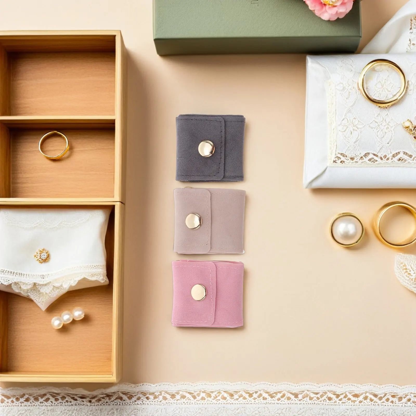 

3Pcs Travel Jewelry Organizer Foldable Case Portable Mini Jewelry Pouch for Rings Necklaces Earrings Storage Jewel Storage Pouch