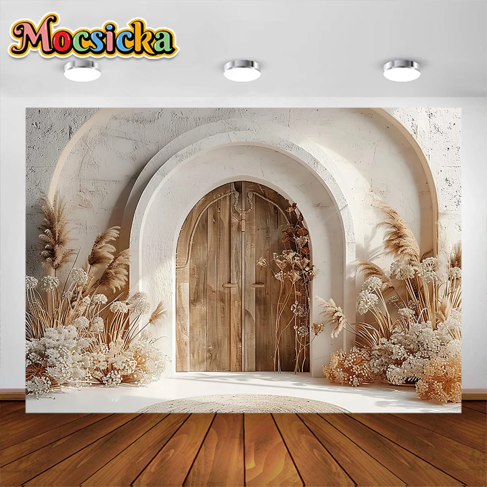 Mocsicka Background Boho Photography Pampa Floral Arch Adult Birthday Wedding Maternity Art Portrait Decor Backdrop Photo Studio