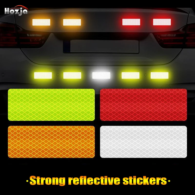 

8pcs Car Bumper Reflective Stickers Reflective Warning Strip Tape Secure Auto Motorcycle Bike Helmet Reflector Stickers Decals