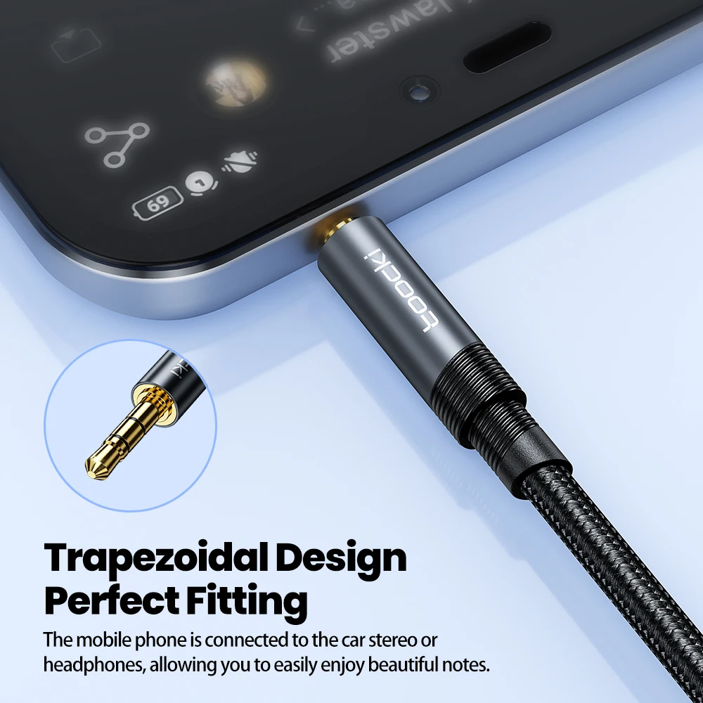 Toocki 3.5mm do 2 RCA przewód Aux 3.5mm jack do 2RCA męski Adapter rozdzielacz przewód Audio do smartfona głośnik do komputera przewód