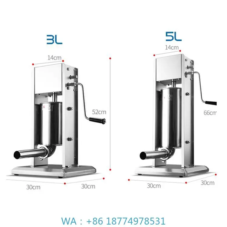 3L Small Hand Operated Tabletop Vertical Sausage Stuffer Filler for Chicken Pork Sausage Preparation