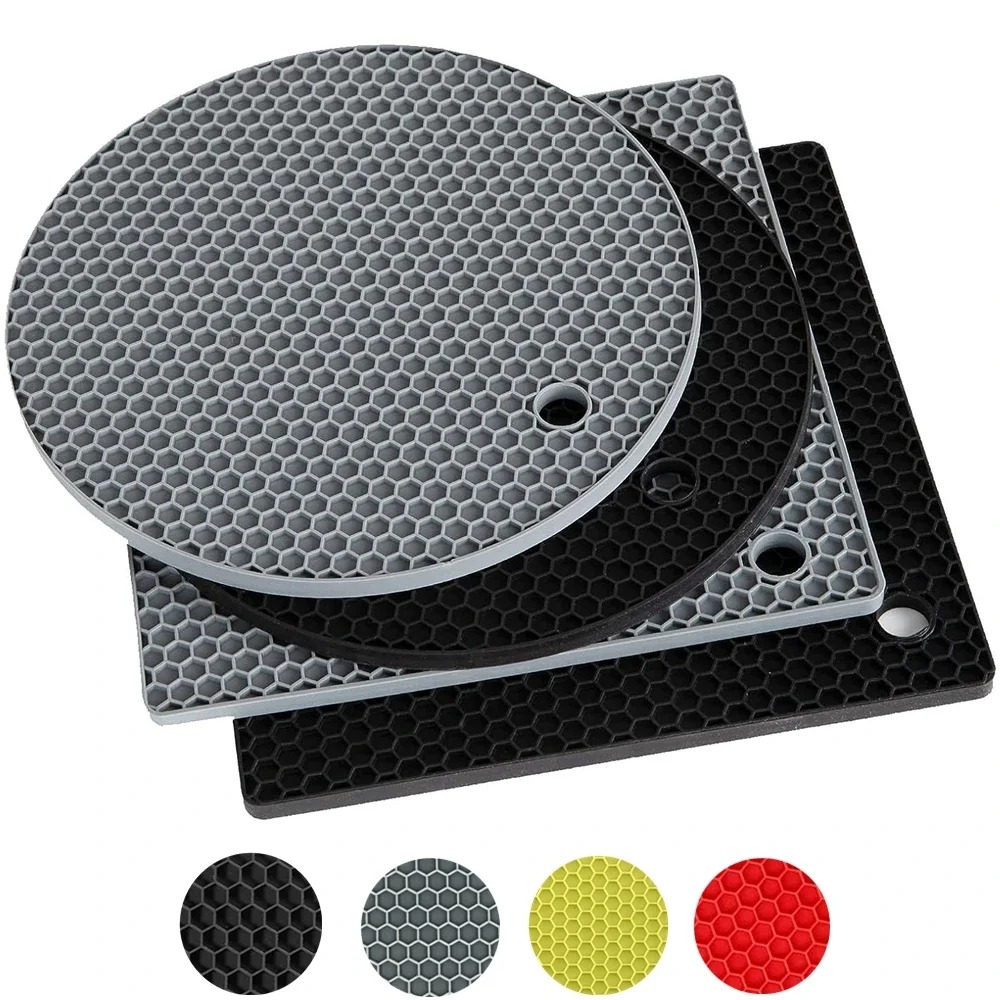 Alfombrillas de silicona para ollas calientes, alfombrilla de secado, herramientas de cocina, resistentes al calor, antideslizantes, duraderas, 4 Uds.