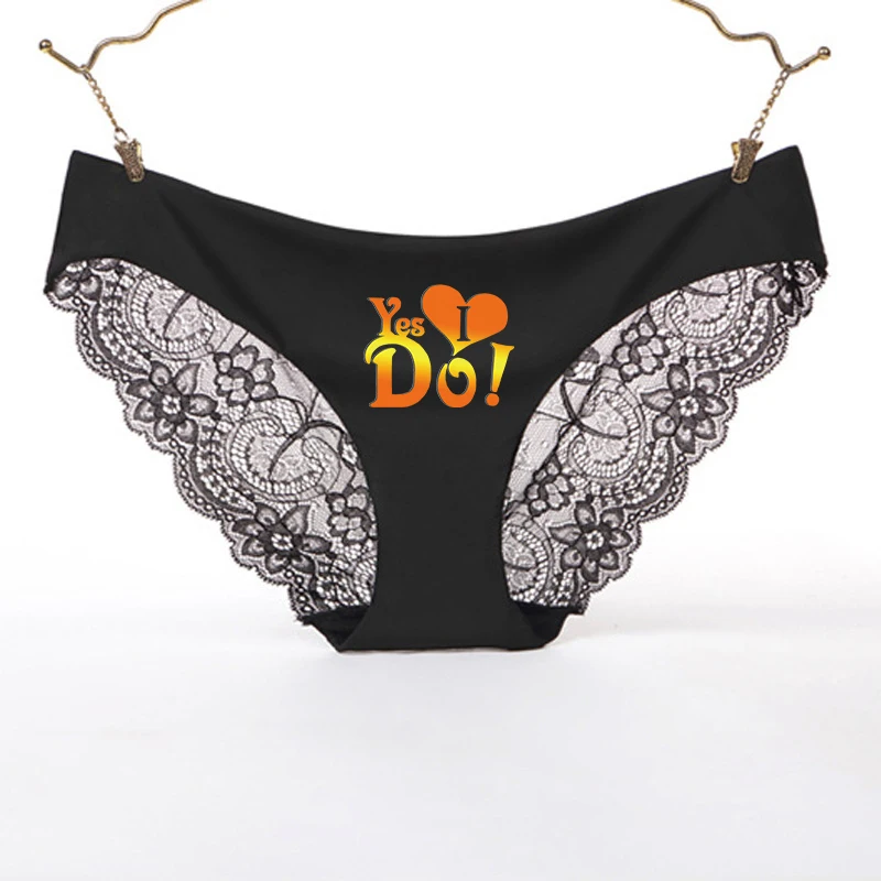 Custom Printing Fashional Seamless Lace Classic Briefs Underwear for Women Sexy Transparent Back Low Waist Female  Underpants