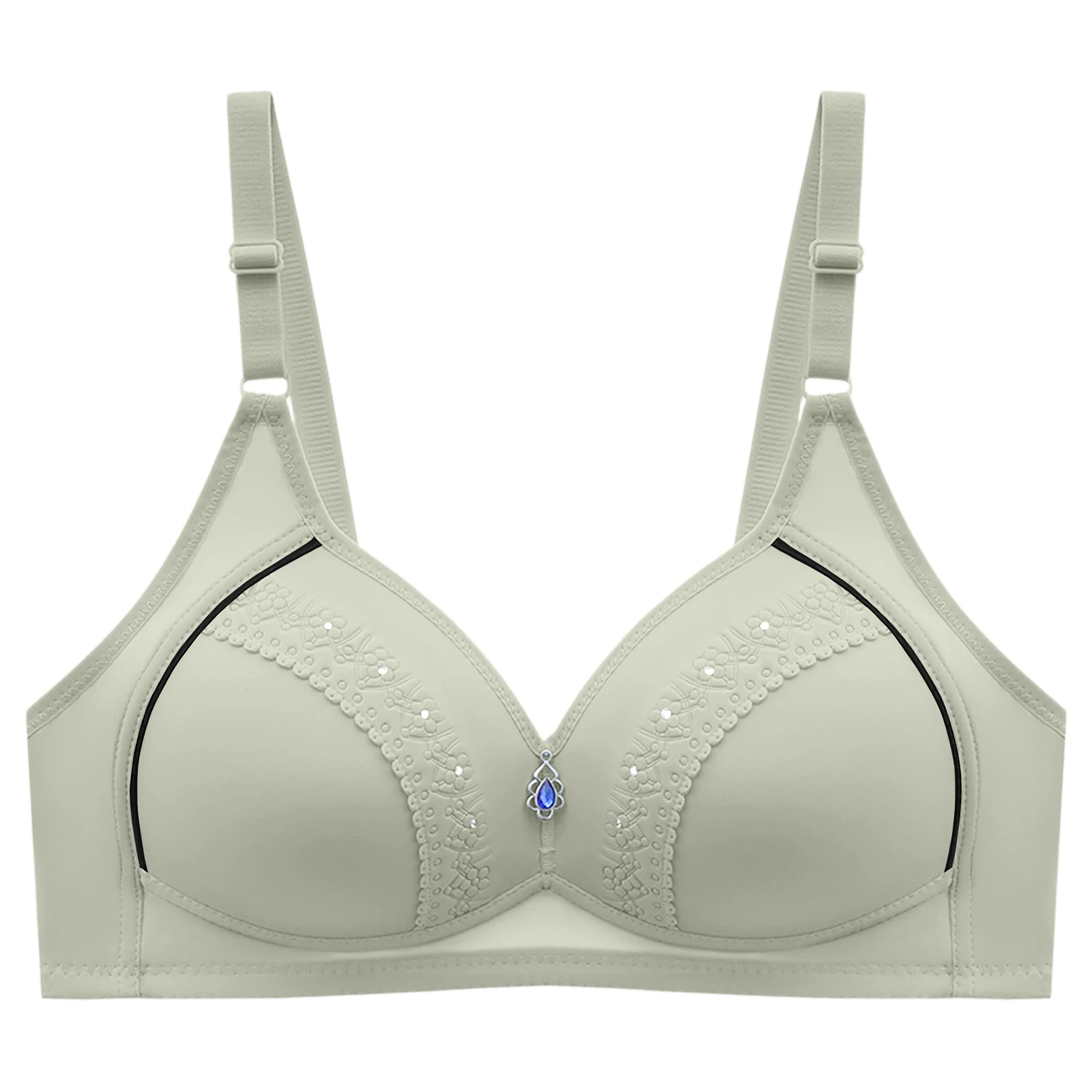 Four-Season All-Match Intimate Underwear Women Without Underwire Push-Up Bra Breathable Mesh Exquisite Rhinestones Daily Wear