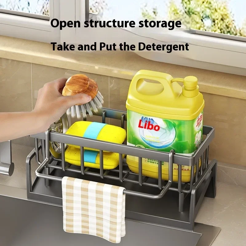 Kitchen Sink Drain Rack Organizer Thickened ABS Plastic Self-draining Sink Shelf Soap Holder Dishcloth Towel Rack  Sink Rack