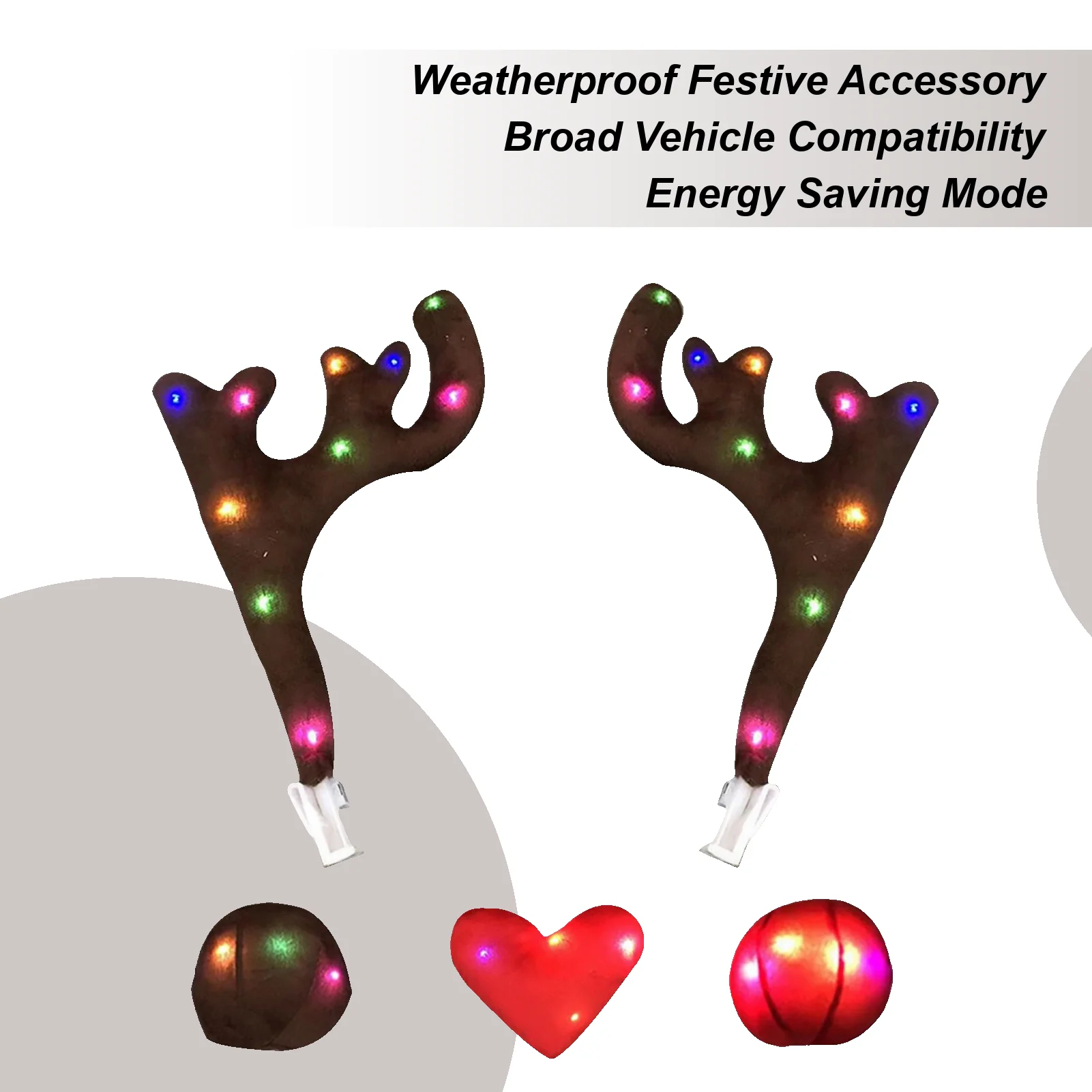 

Car Decoration Antlers Christmas Lighted Auto Exterior Decor Festive Modification Car Roof For SUVs Trucks RVs Sedans Road Trips