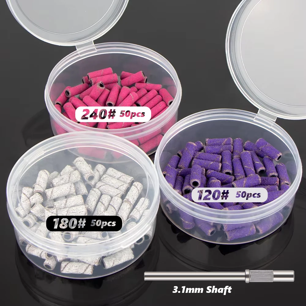 

50 шт. маленькие шлифовальные ленты для ногтей для дрели, зернистость 120, зернистость 180, зернистость 240, средние насадки для пилочек для акриловых ногтей, гель-маникюр
