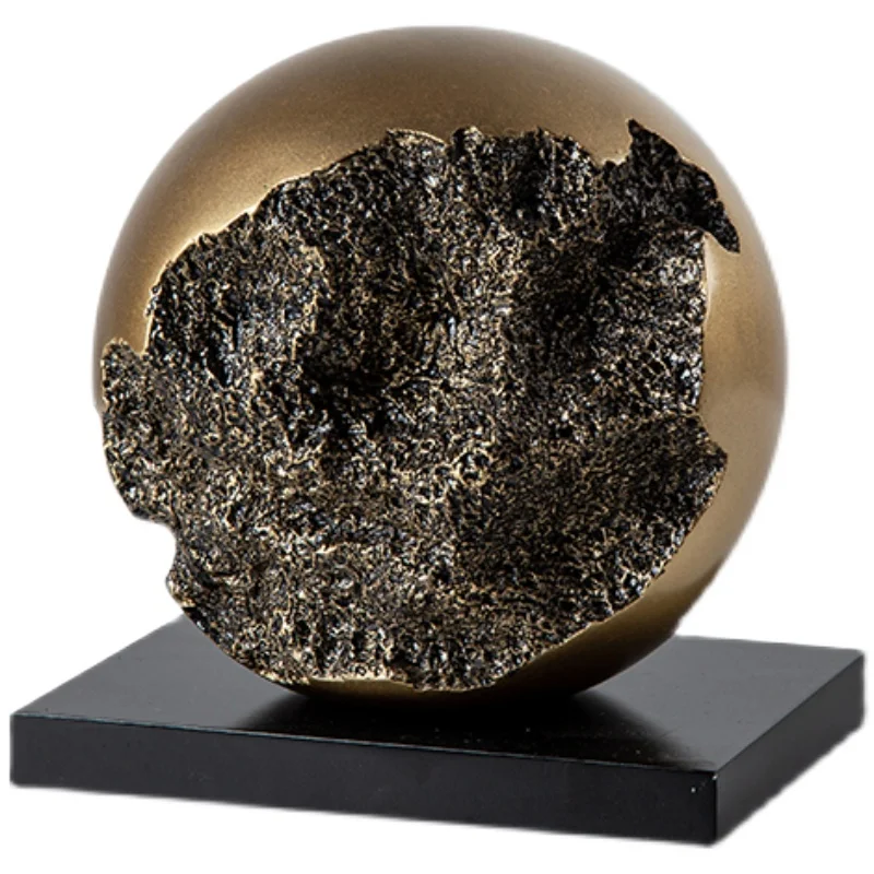 w Light luxury imitation copper texture abstract spherical resin ornament modern home living room entrance desktop