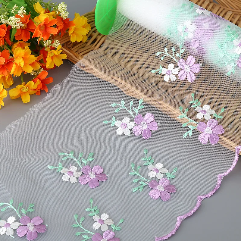 3 Yards 20cm Stiffened Mesh Lace Embroidered Trim Toy Fabric Home Soft Furnishings DIY Accessories Handmade Doll Skirt Hem