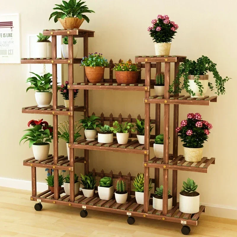 Shelf Universal Plant Shelf Rack Tiered Luxury Wheels Bamboo Plant Shelf Rack Indoor Adjustable Bitki Raflar Garden Furniture