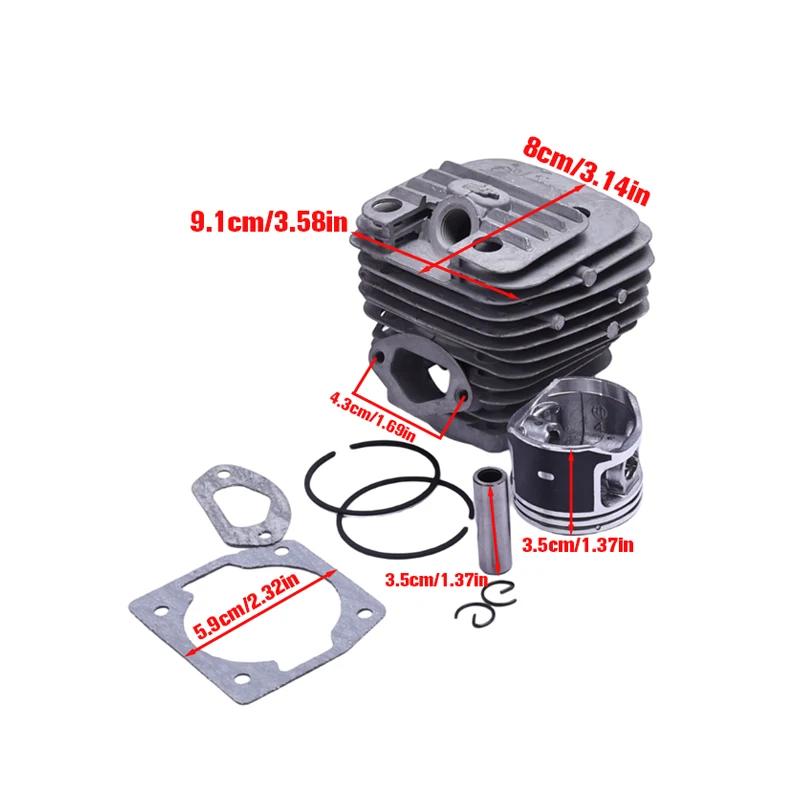 High heat dissipation chainsaw cylinder piston assembly, complete retrofit kit for 5800 garden logging gasoline chainsaw