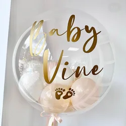 Personalized Bubble Ballloon With Small Balloons Custom Name Sticker Clear Ballon Decal Baby Shower Christening Birthday Decor