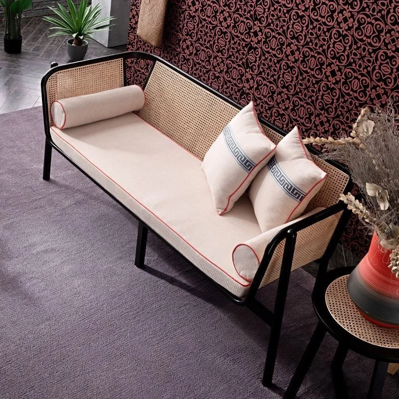 rattan sofa combination Nordic home living room solid wood backrest leisure recliner bed and breakfast balcony rattan chair