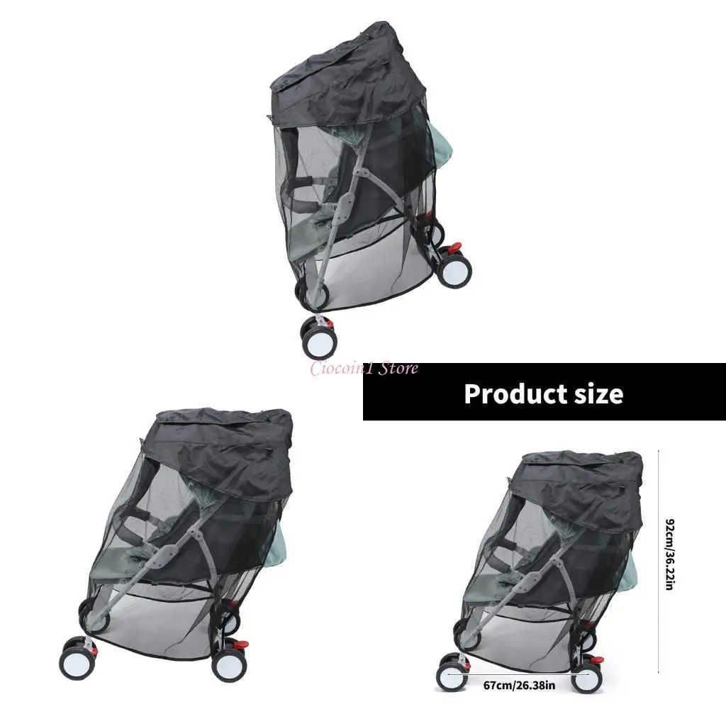 

Y1UB 2-in-1 Baby Fly Net Sunshade Awning for Strollers, Lightweight Breathable Pram Cart Sleeve Privacy Protector