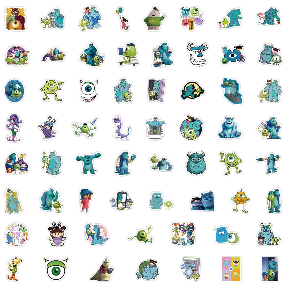 10/60PCS Disney Monsters Inc Cartoon Animated Movie Graffiti Stickers Decoration Luggage Phone Scraphbook Cup Classic Kid Toys