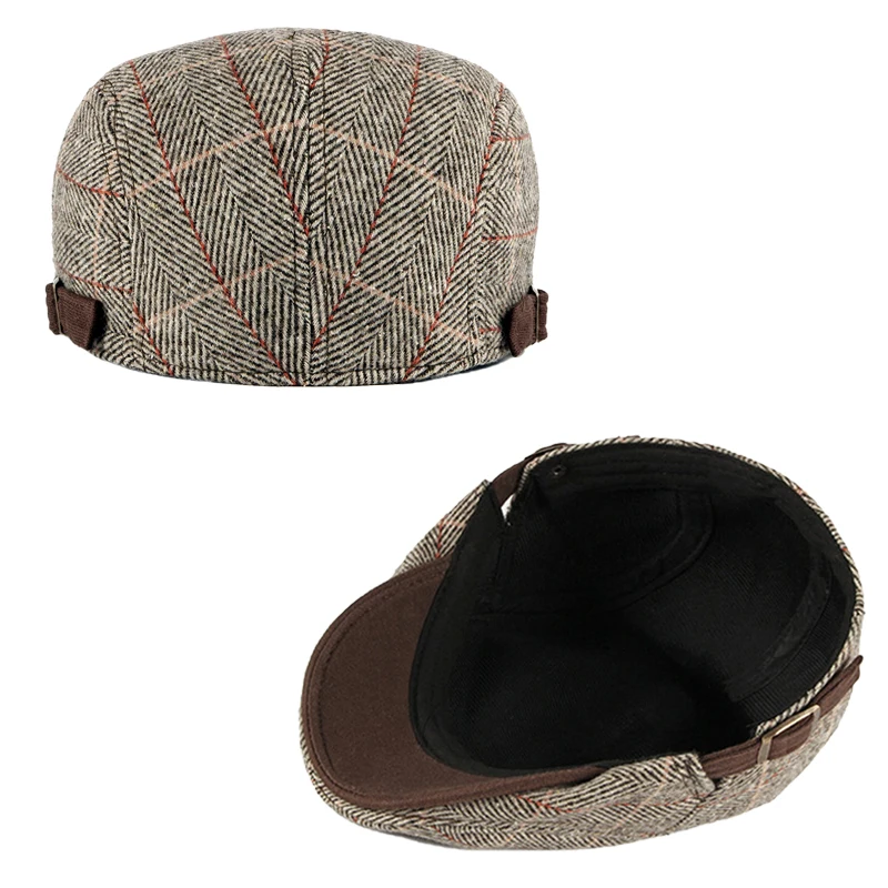 Women Men Hats Plaid Beret Caps Black Herringbone Newsboy Gorras Hombre Tweed Flat Cap Mens Hat Winter Autumn Hats Boinas