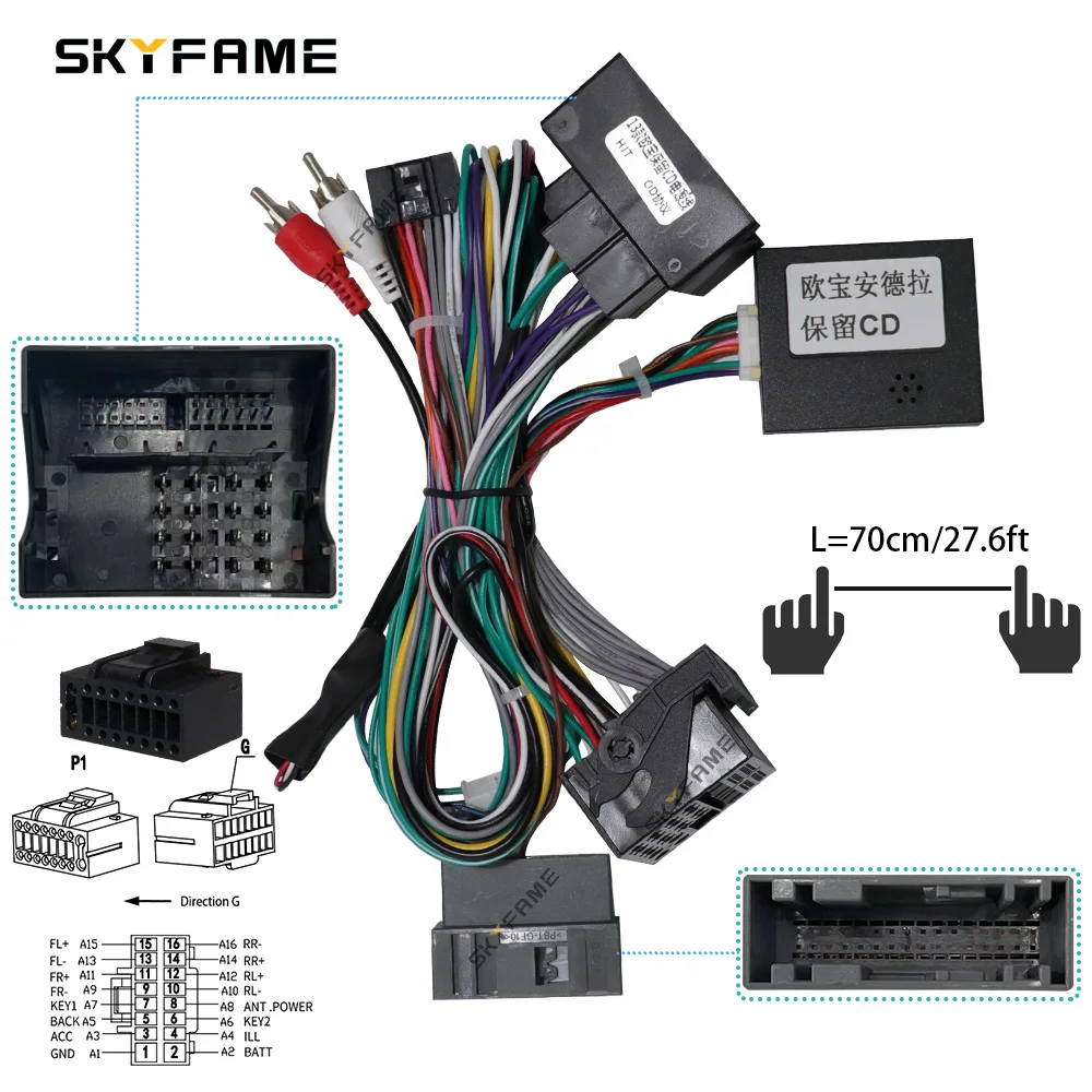 SKYFAME 16Pin Car Wiring Harness Adapter Canbus Box Android Radio Power Cable For Opel Astra H Antara Zafira Corsa D Tigra - Image 3
