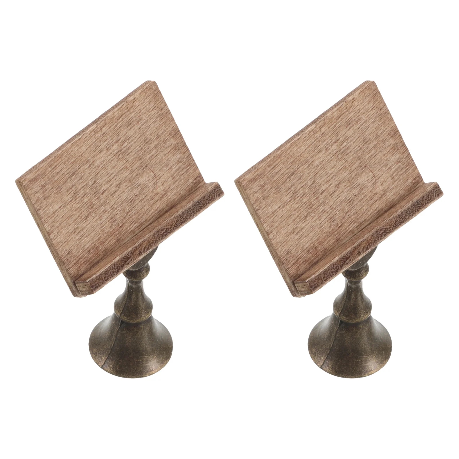 

2Pcs Miniature Dollhouse Furniture Vintage Style Book Holder Display Stand for Library Decor Storage Rack Ornament Set