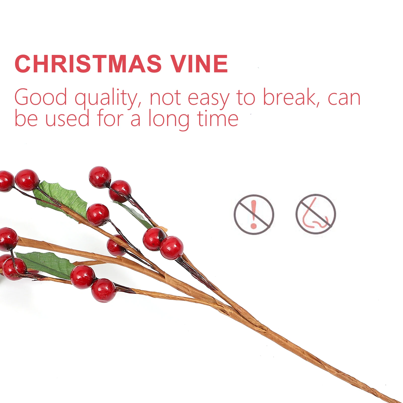 

1pc Bright Red Berry Vine Garland Christmas Decor Door Tree Ornament Rustproof Moldproof Reusable Eco Friendly