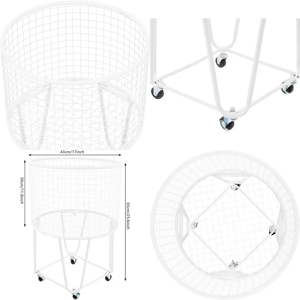 

Металлическая тележка для белья на колесах с сетчатым дном для хранения и организации вещей