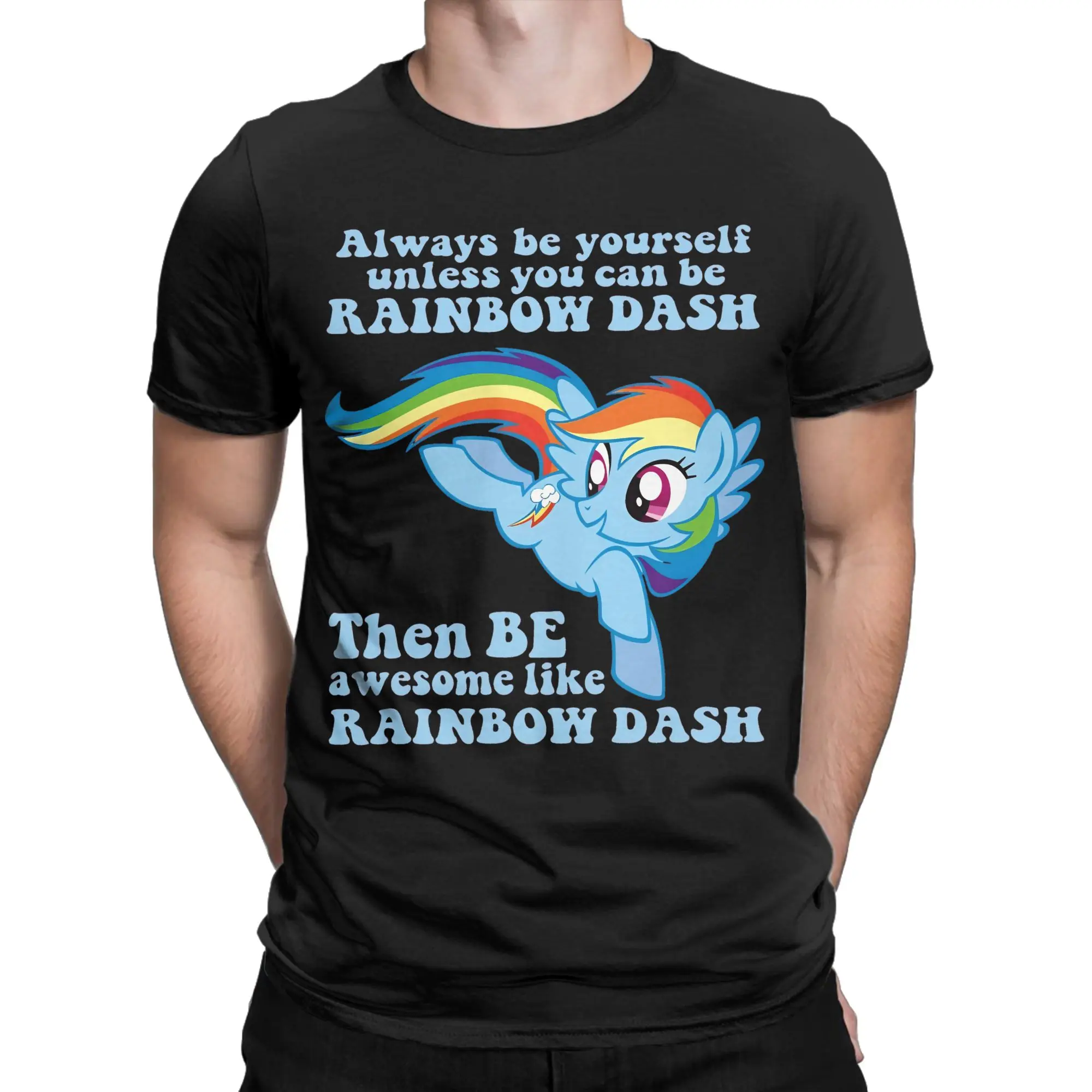 Men Rainbow Dash T Shirts  Cotton Clothes Creative Short Sleeve Crewneck Tees Plus Size T-Shirts