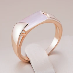 Kienl Hot Trend Square Pink Natural Zircon Ring for Women 585 Rose Gold Color Exquisite Wedding Accessories Daily Fine Jewelry