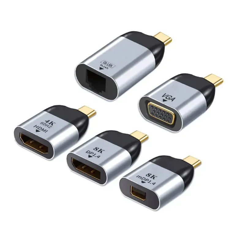 for Type C to HDMI VGA DP Mini DisplayPort Ethernet Network Adapter USB C Hub for Computer Laptop Multiport Converter Dock