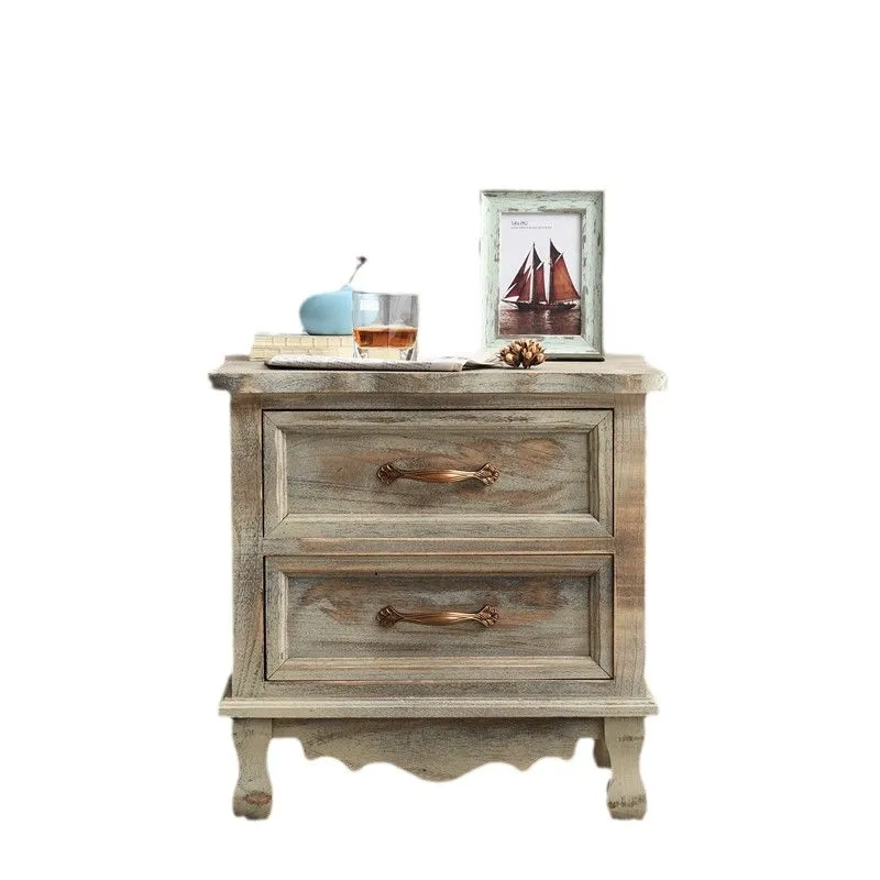 

American country chest Mediterranean retro old bedside table solid wood storage