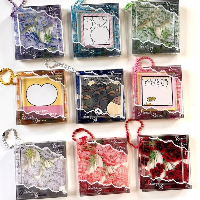Blossom 5cm Acrylic Coaster Display Brick, Floral Design Mini Photocard Frame Holder, for Anime Kpop Merch Decor & Shooting Prop